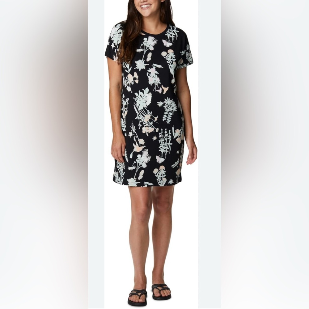 Columbia Black Floral Print dress medium